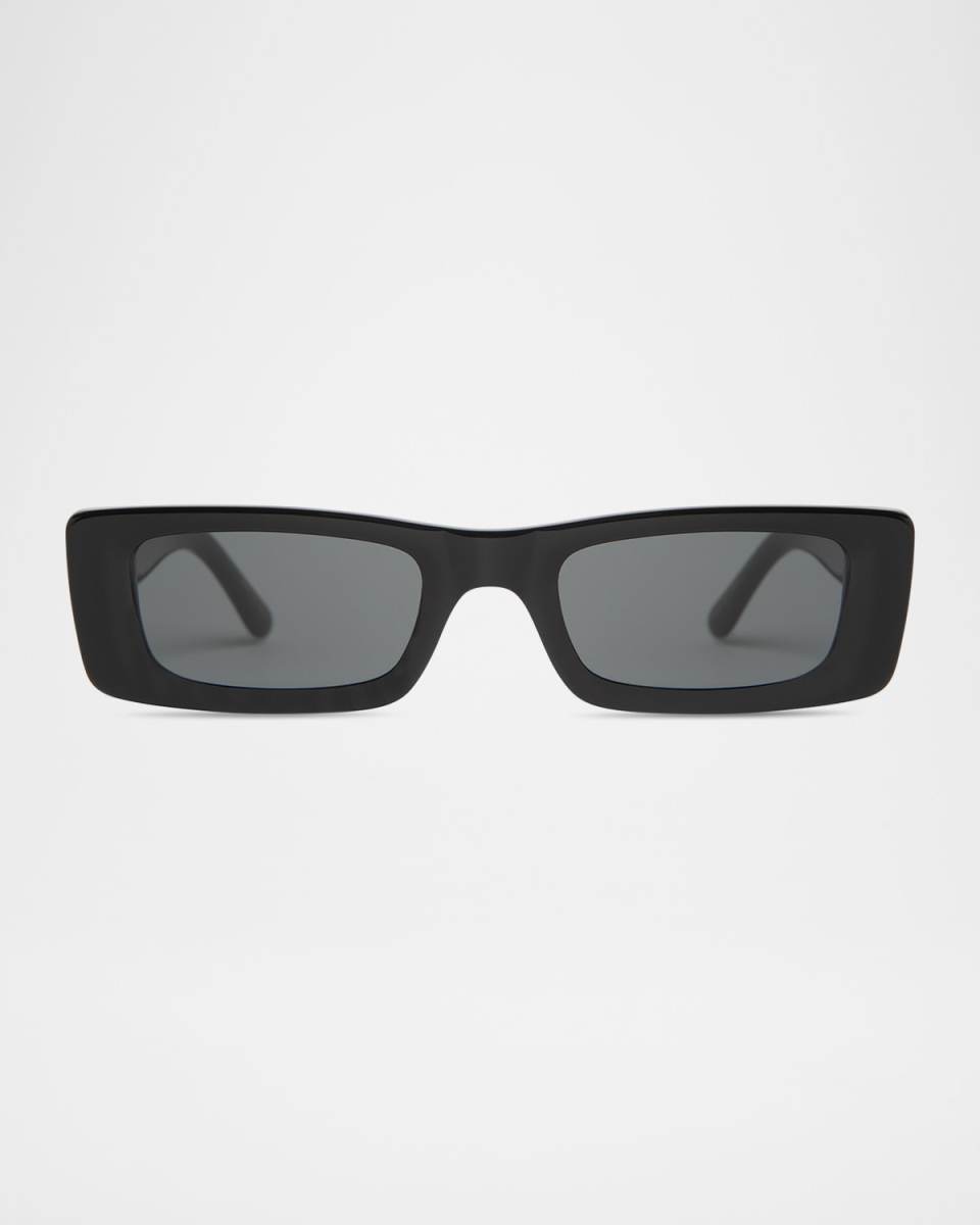 Flynn Glossy Acetate Rectangle Sunglasses